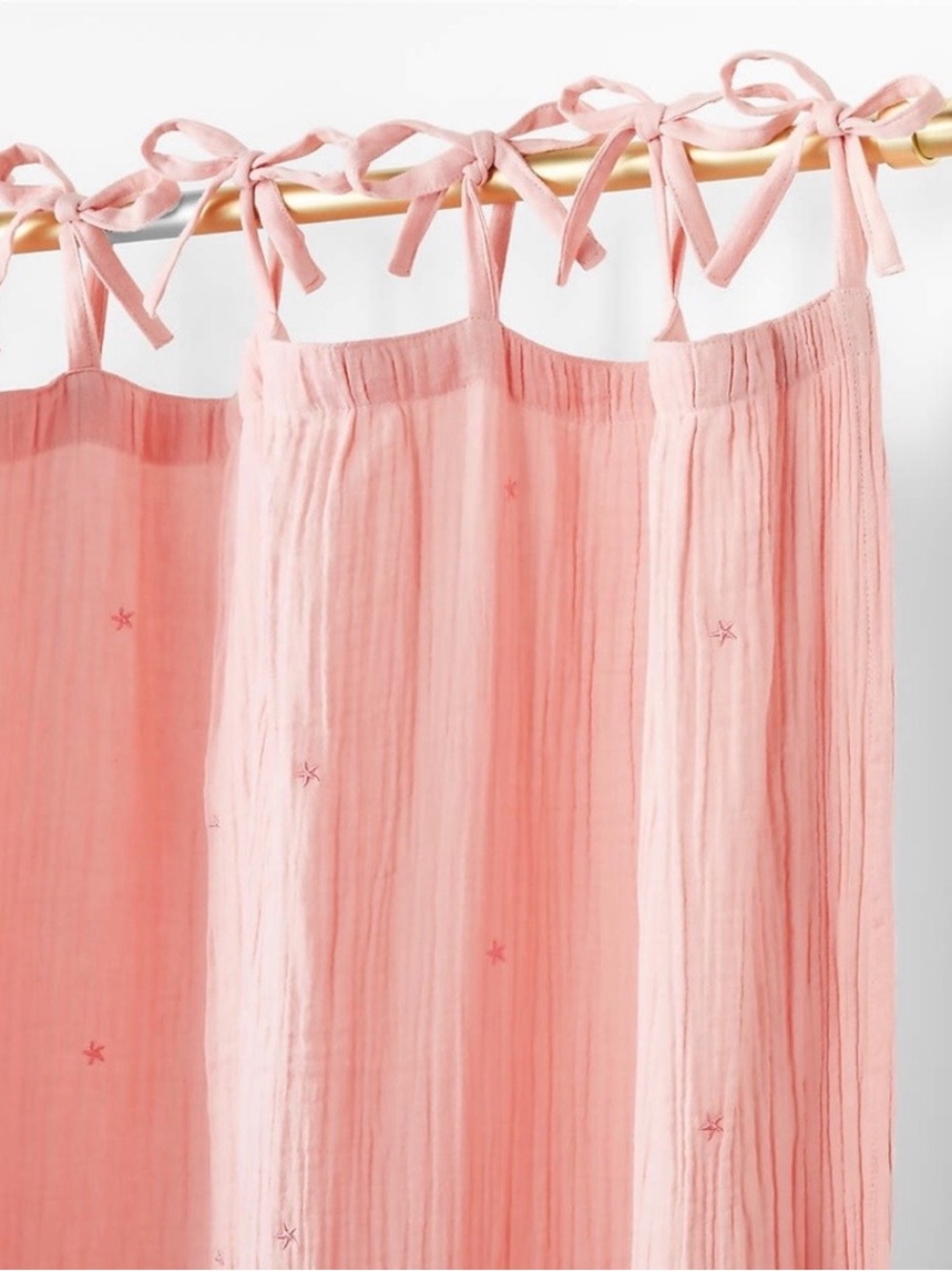 NWT Crate&Kids Aldrin Organic Cotton Star Sheer Curtain Panel - Pink - Set of 2